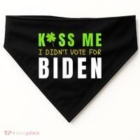 Funny St Patty's Day Kiss Me I Didn't Vote For Biden USA-Made Doggie Bandana thumb 0