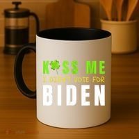 Funny St Patty's Day Kiss Me I Didn't Vote For Biden Coffee Mug thumb 4