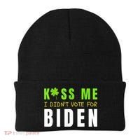 Funny St Patty's Day Kiss Me I Didn't Vote For Biden Beanie thumb 0