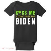 Funny St Patty's Day Kiss Me I Didn't Vote For Biden Baby Bodysuit thumb 0