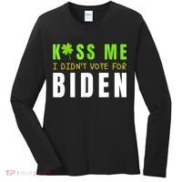 Funny St Patty's Day Kiss Me I Didn't Vote For Biden Women's Long Sleeve Shirt thumb 0