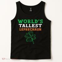 Funny Saint Patrick's Day Worlds Tallest Leprechaun Tank Top thumb 2