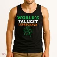 Funny Saint Patrick's Day Worlds Tallest Leprechaun Tank Top thumb 3