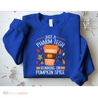Fall Season Pharm Tech Running On Pumpkin Spice Latte Coffee Sweatshirt thumb 2