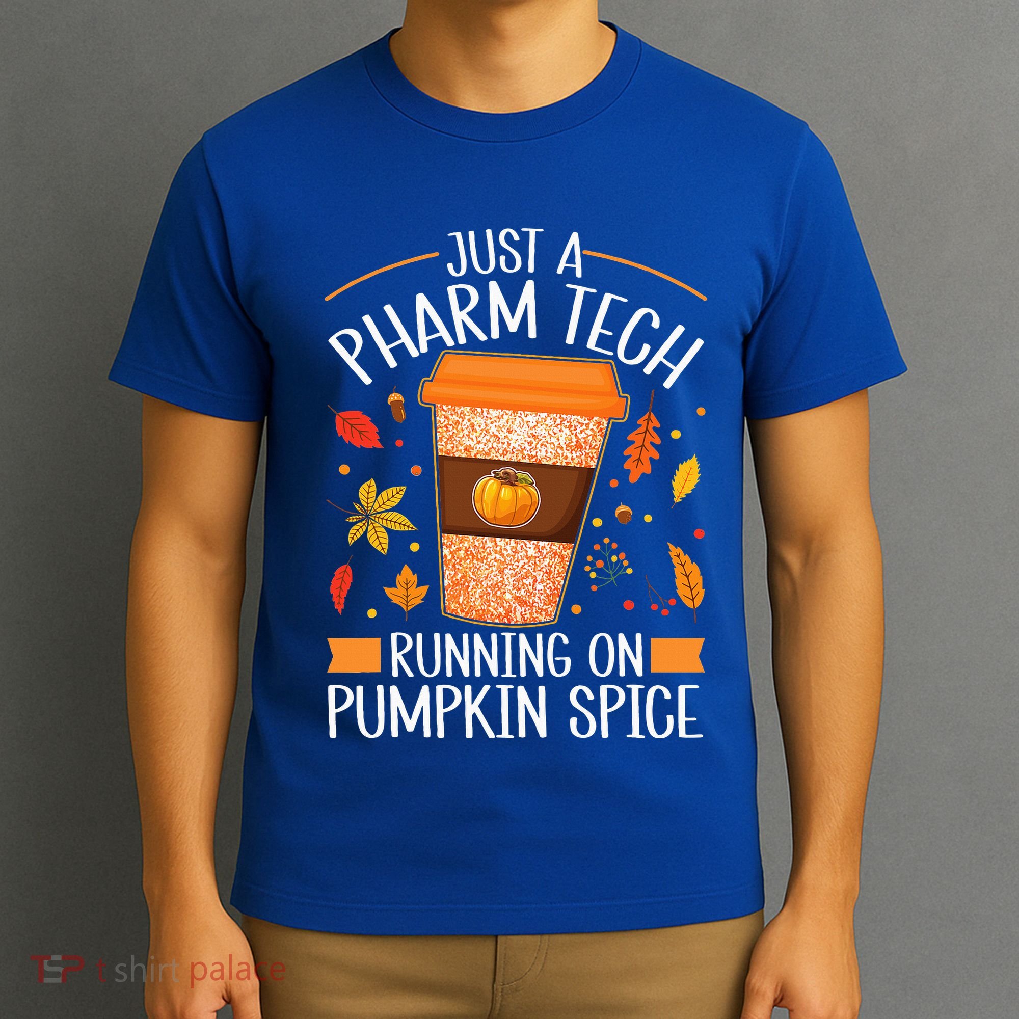 Fall Season Pharm Tech Running On Pumpkin Spice Latte Coffee T-Shirt