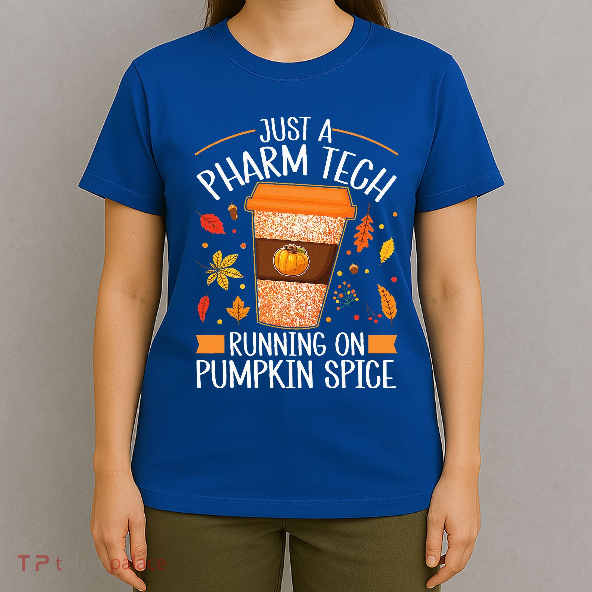 Fall Season Pharm Tech Running On Pumpkin Spice Latte Coffee T-Shirt