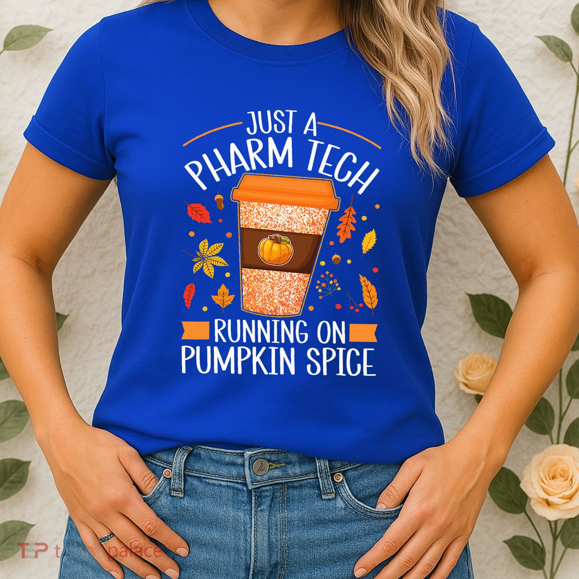 Fall Season Pharm Tech Running On Pumpkin Spice Latte Coffee Women's T-Shirt
