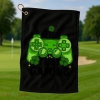 Funny St Patricks Day Irish I Was Gaming Golf Towel thumb 1