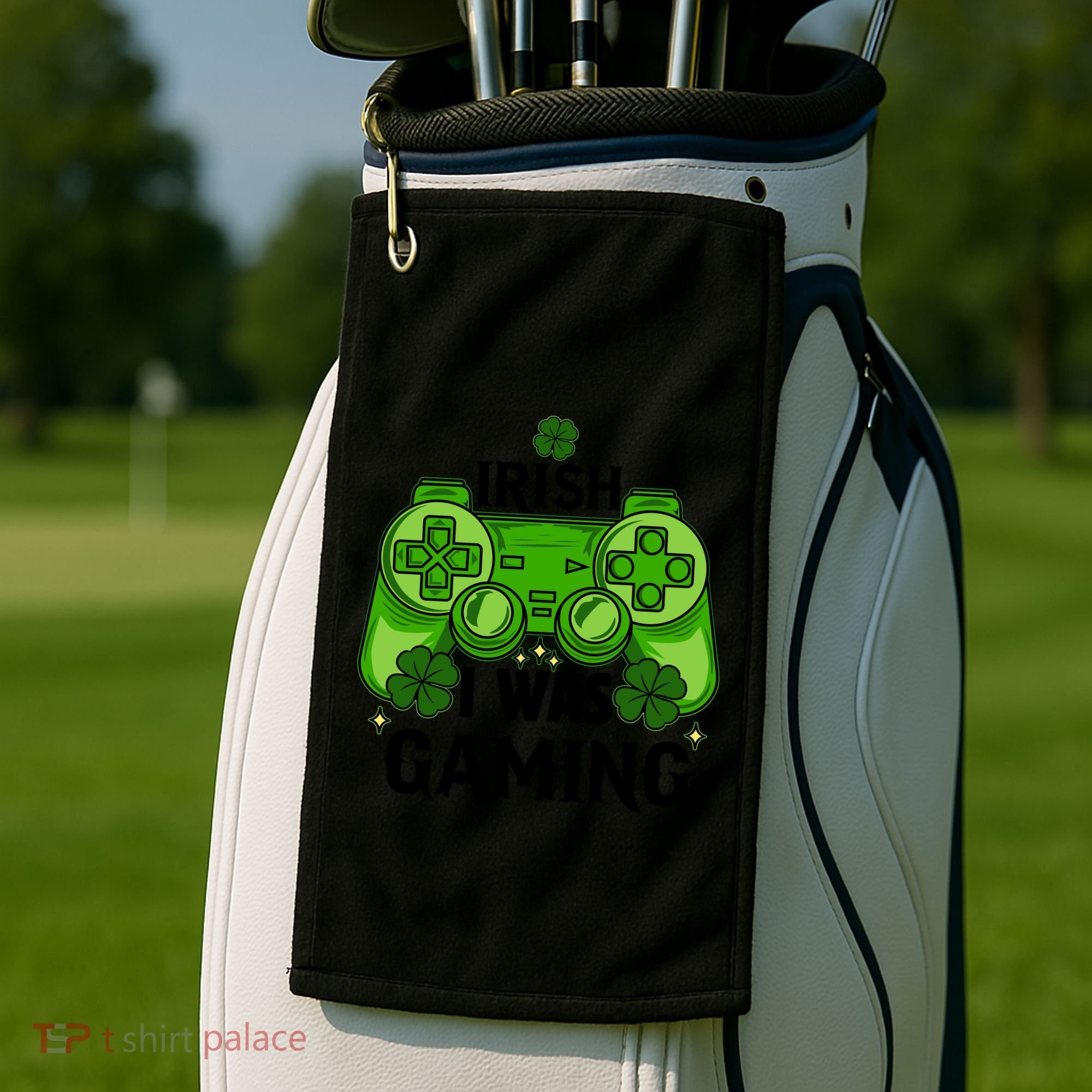 Funny St Patricks Day Irish I Was Gaming Golf Towel