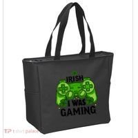Funny St Patricks Day Irish I Was Gaming Tote Bag thumb 2