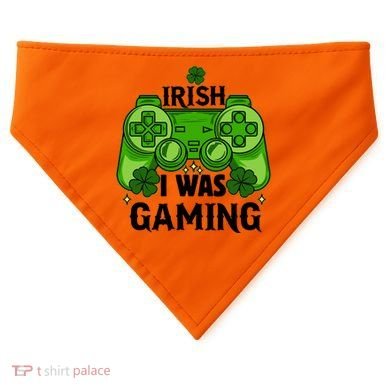 Funny St Patricks Day Irish I Was Gaming USA-Made Doggie Bandana