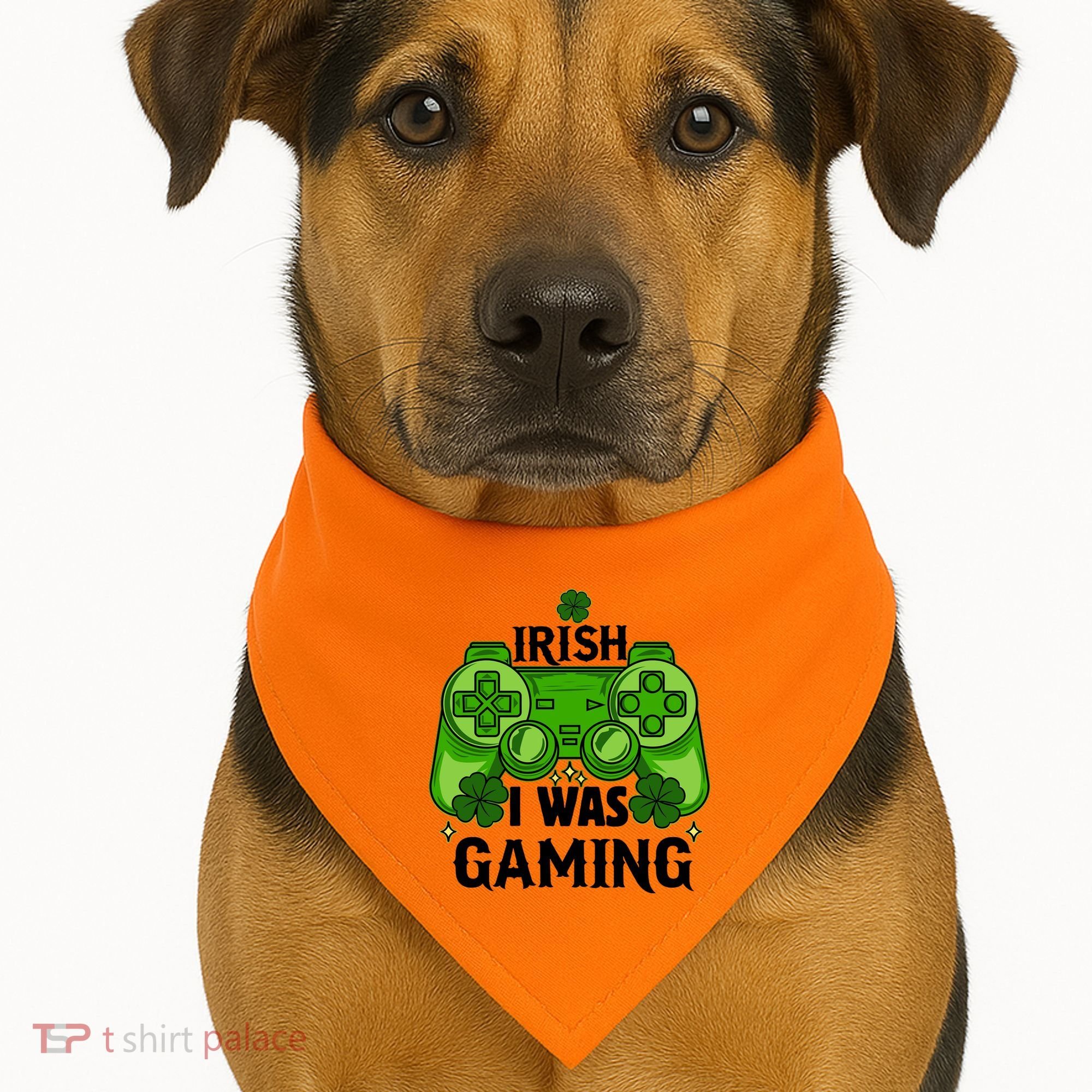 Funny St Patricks Day Irish I Was Gaming USA-Made Doggie Bandana