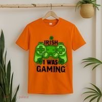 Funny St Patricks Day Irish I Was Gaming T-Shirt thumb 2