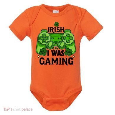 Funny St Patricks Day Irish I Was Gaming Baby Bodysuit