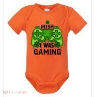 Funny St Patricks Day Irish I Was Gaming Baby Bodysuit thumb 0