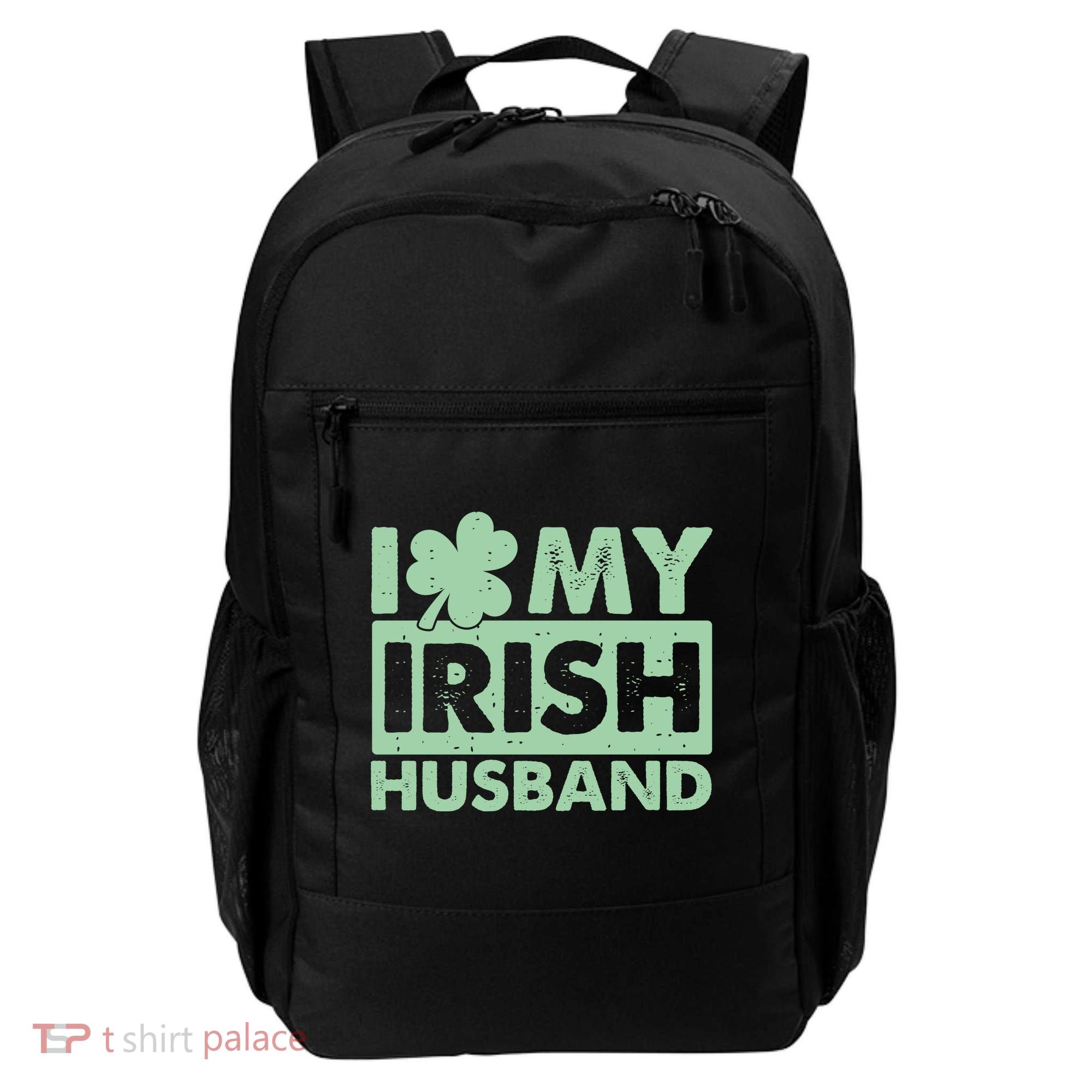 Funny St Patrick's Day I Love My Irish Husband Lucky Shamrock Clover Backpack