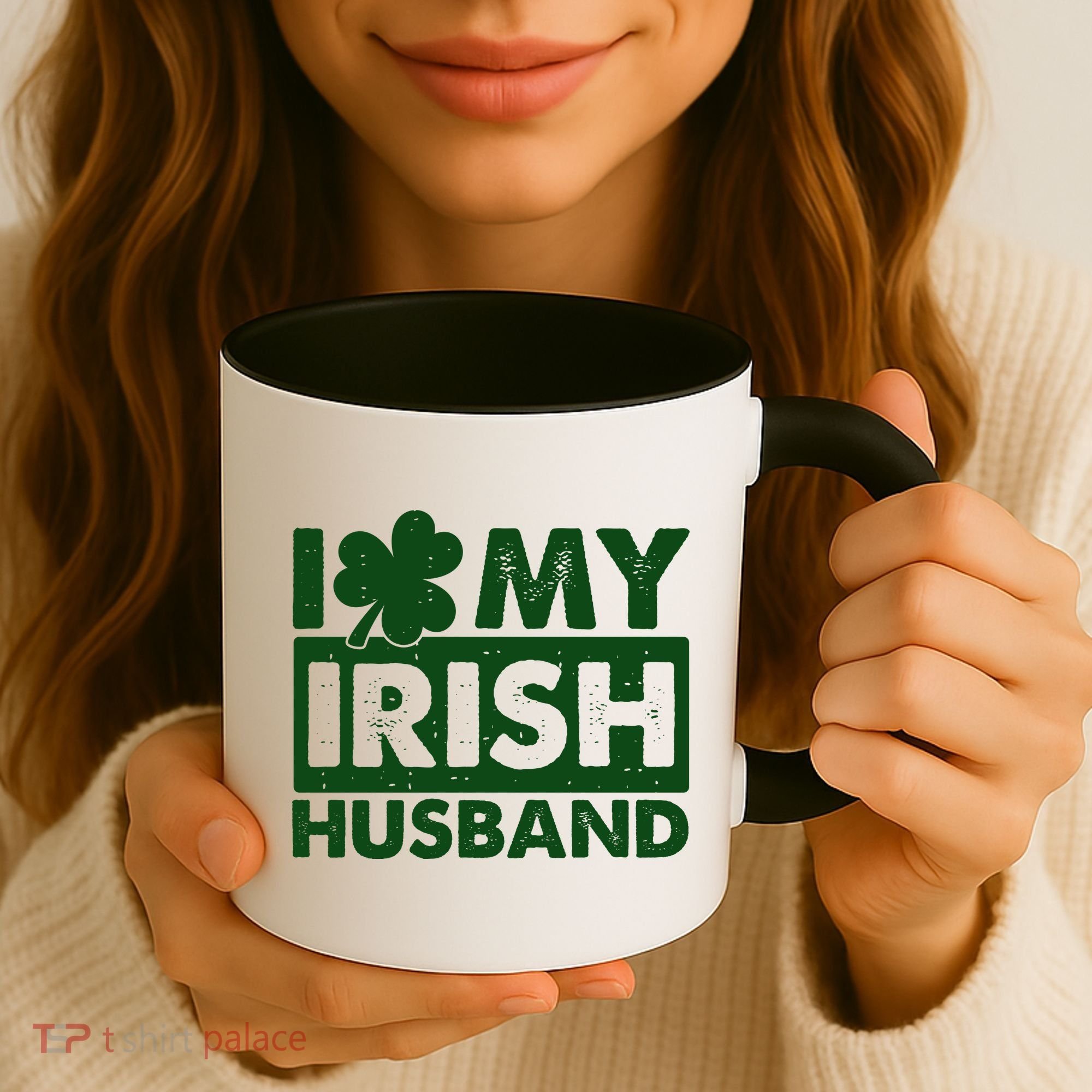 Funny St Patrick's Day I Love My Irish Husband Lucky Shamrock Clover Coffee Mug