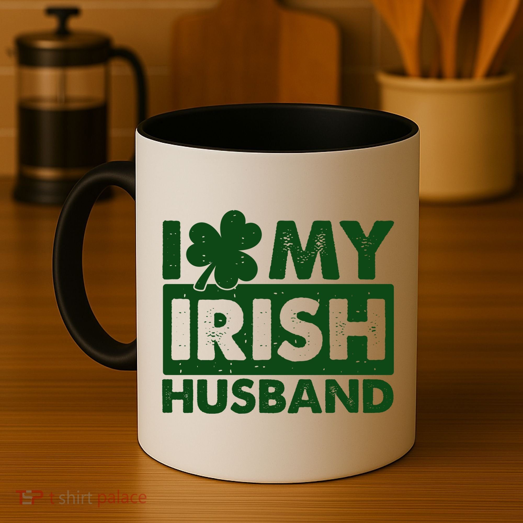Funny St Patrick's Day I Love My Irish Husband Lucky Shamrock Clover Coffee Mug
