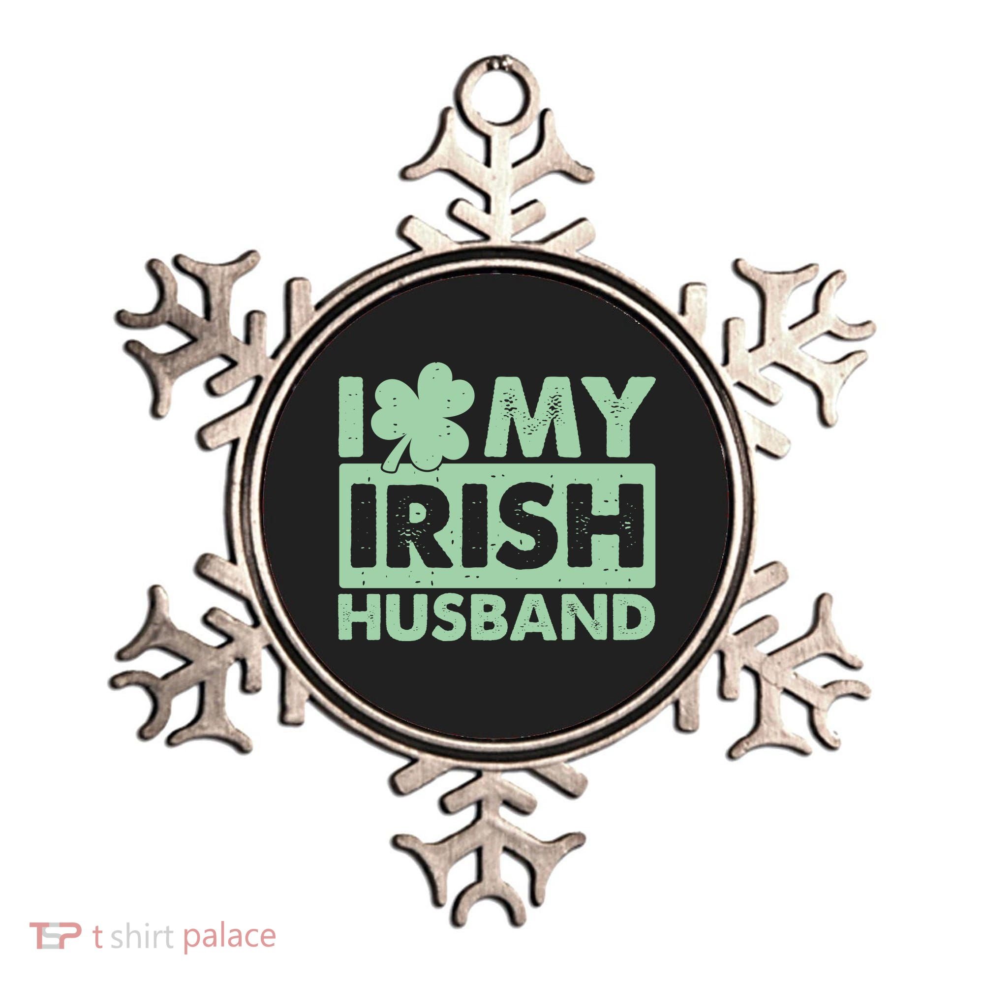 Funny St Patrick's Day I Love My Irish Husband Lucky Shamrock Clover Ornament