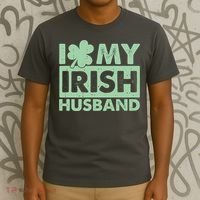 Funny St Patrick's Day I Love My Irish Husband Lucky Shamrock Clover T-Shirt thumb 3