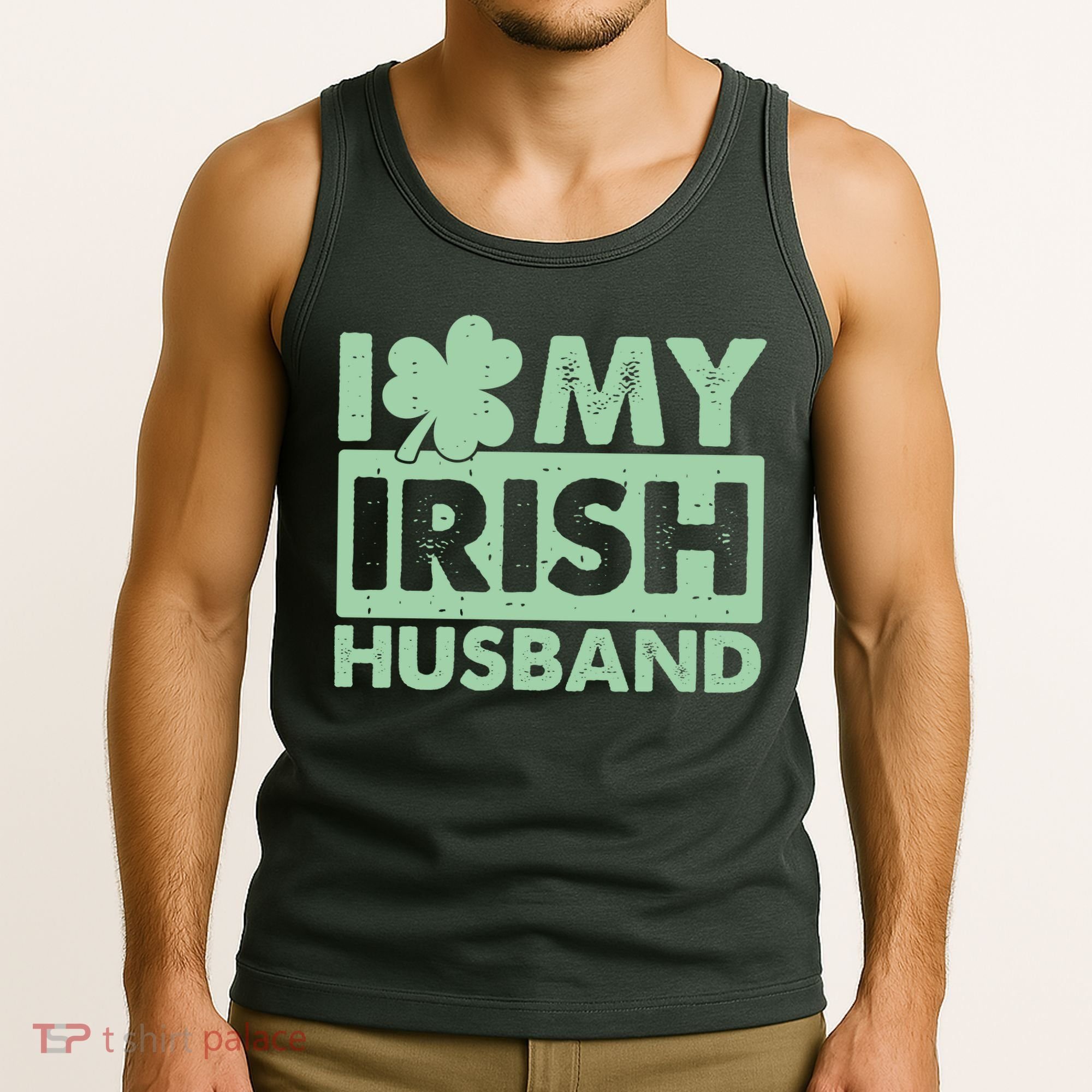 Funny St Patrick's Day I Love My Irish Husband Lucky Shamrock Clover Tank Top