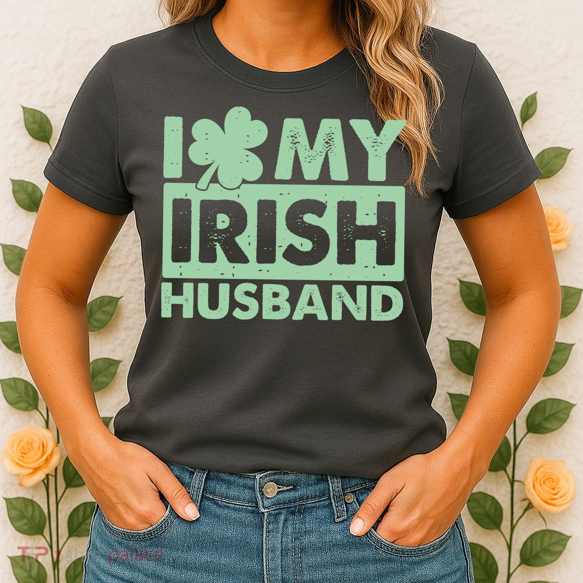 Funny St Patrick's Day I Love My Irish Husband Lucky Shamrock Clover Women's T-Shirt