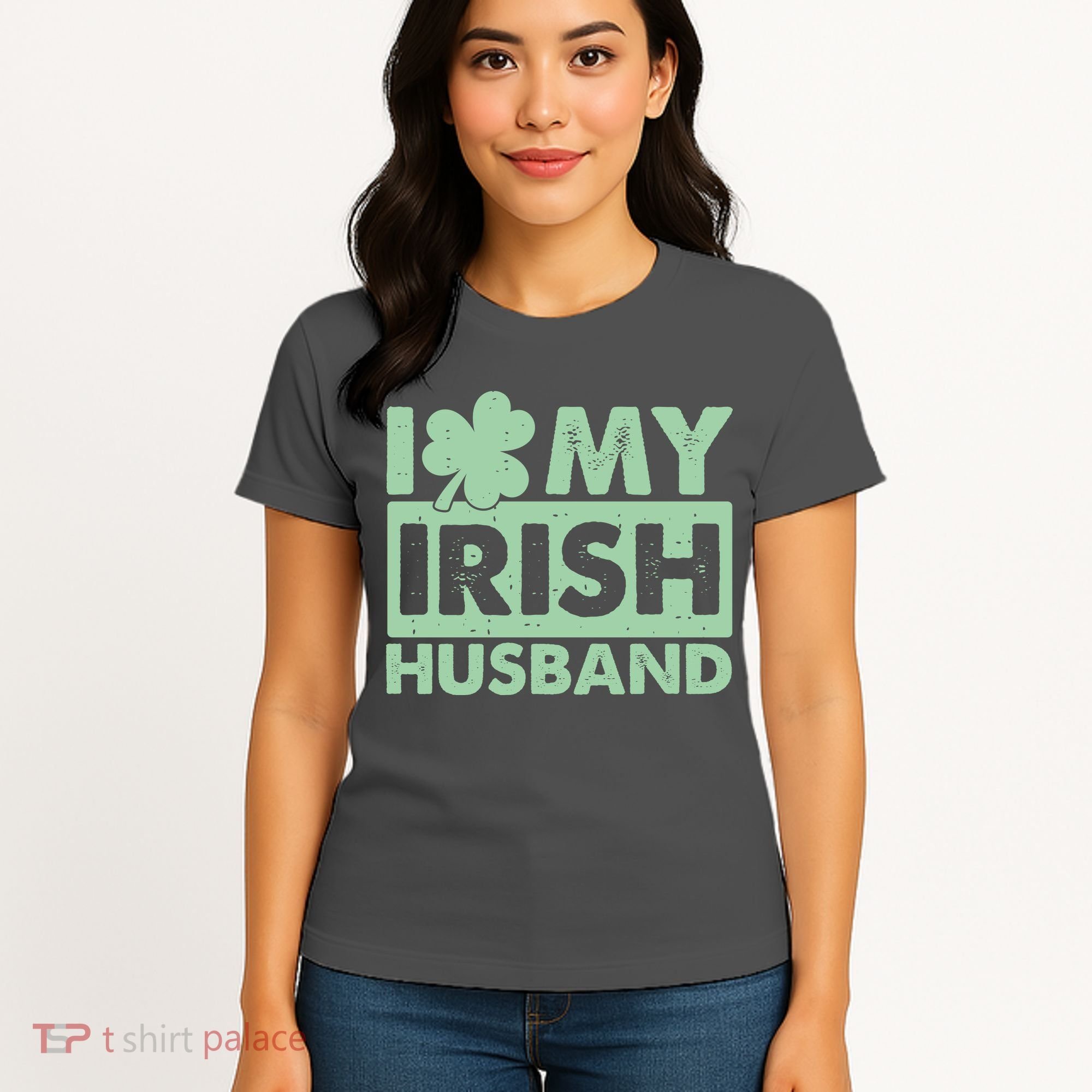 Funny St Patrick's Day I Love My Irish Husband Lucky Shamrock Clover Women's T-Shirt