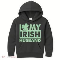 Funny St Patrick's Day I Love My Irish Husband Lucky Shamrock Clover Kids Hoodie thumb 0