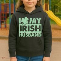 Funny St Patrick's Day I Love My Irish Husband Lucky Shamrock Clover Kids Hoodie thumb 3
