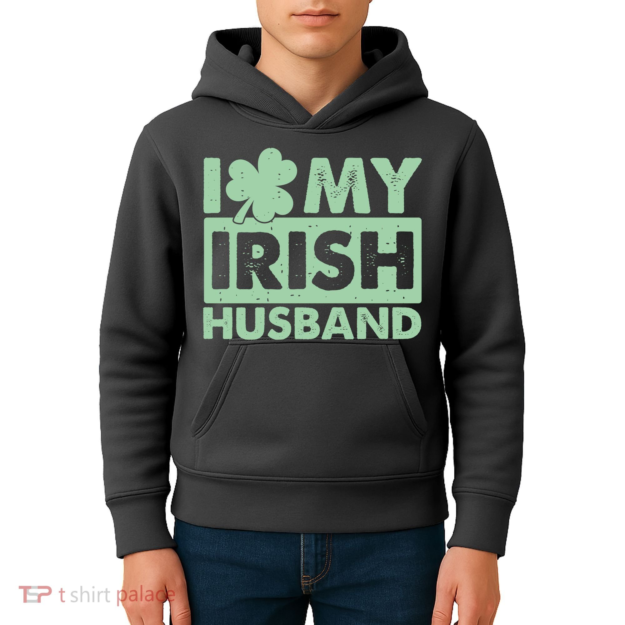 Funny St Patrick's Day I Love My Irish Husband Lucky Shamrock Clover Kids Hoodie