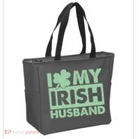 Funny St Patrick's Day I Love My Irish Husband Lucky Shamrock Clover Tote Bag thumb 2