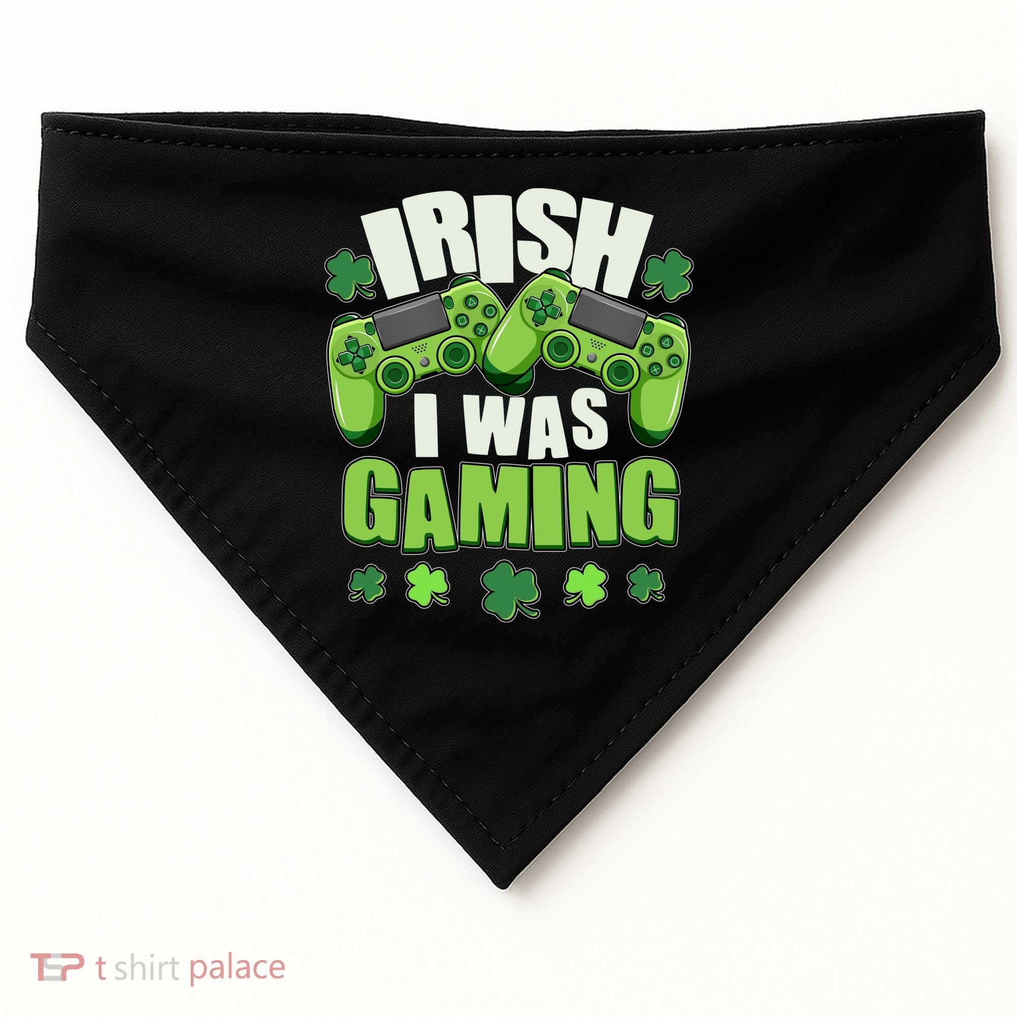 Funny St Patrick's Day Irish I Was Gaming USA-Made Doggie Bandana