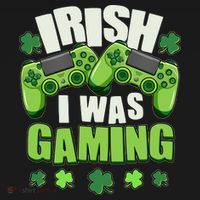 Funny St Patrick's Day Irish I Was Gaming Apron thumb 3