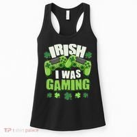 Funny St Patrick's Day Irish I Was Gaming Women's Tank Top thumb 0