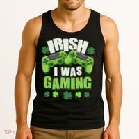 Funny St Patrick's Day Irish I Was Gaming Tank Top thumb 3
