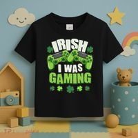 Funny St Patrick's Day Irish I Was Gaming Toddler T-Shirt thumb 3