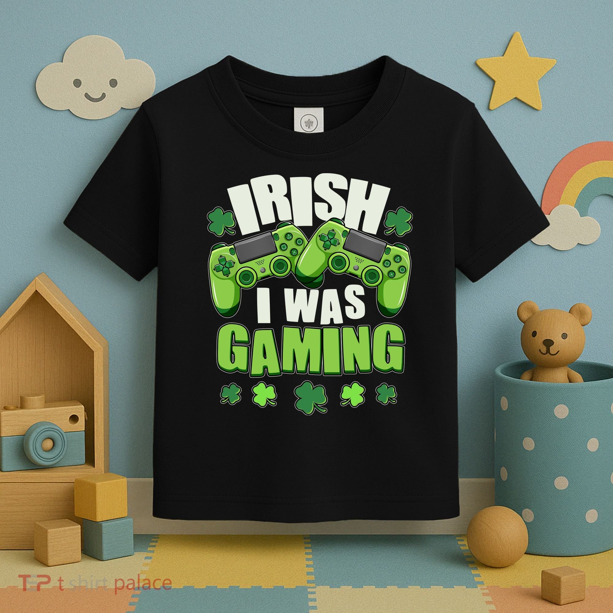 Funny St Patrick's Day Irish I Was Gaming Toddler T-Shirt