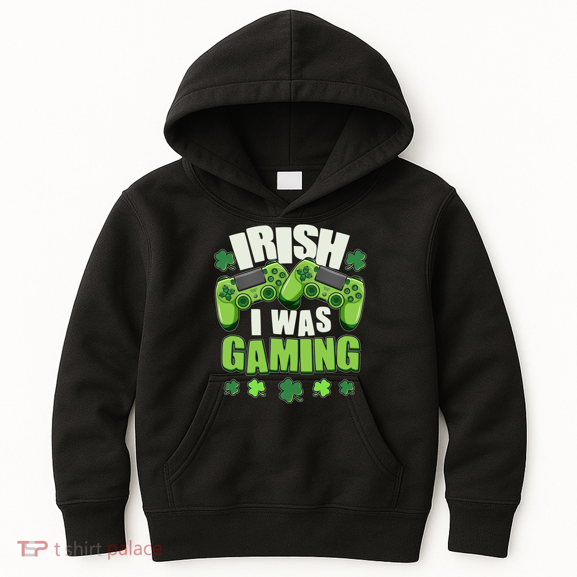 Funny St Patrick's Day Irish I Was Gaming Kids Hoodie