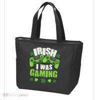 Funny St Patrick's Day Irish I Was Gaming Tote Bag thumb 3
