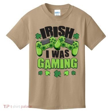 Funny St Patrick's Day Irish I Was Gaming Kids T-Shirt