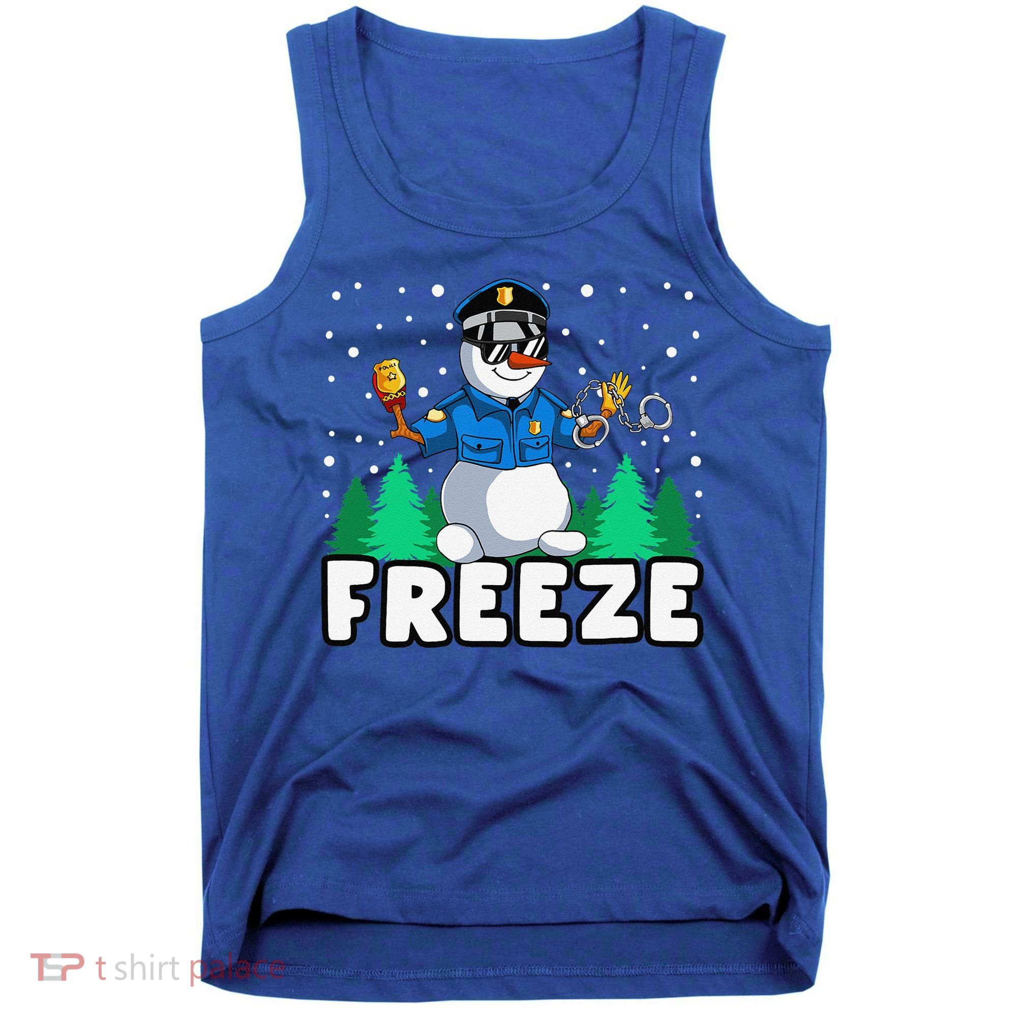 Freeze Snowman Police Christmas Pajama Funnt Cop Policeman Tank Top