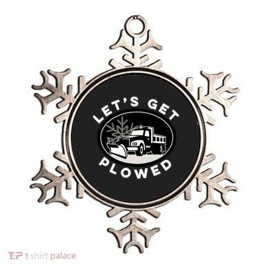 Funny Snow Plow Let's Get Plowed Drinking Snow Day Ornament