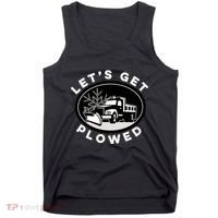 Funny Snow Plow Let's Get Plowed Drinking Snow Day Tank Top thumb 0