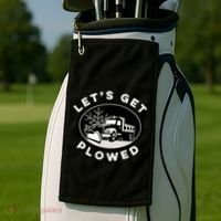 Funny Snow Plow Let's Get Plowed Drinking Snow Day Golf Towel thumb 2