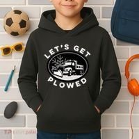 Funny Snow Plow Let's Get Plowed Drinking Snow Day Kids Hoodie thumb 2