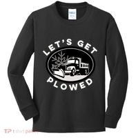 Funny Snow Plow Let's Get Plowed Drinking Snow Day Kids Long Sleeve Shirt thumb 0
