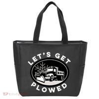 Funny Snow Plow Let's Get Plowed Drinking Snow Day Tote Bag thumb 0