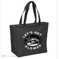 Funny Snow Plow Let's Get Plowed Drinking Snow Day Tote Bag thumb 2