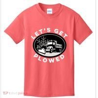 Funny Snow Plow Let's Get Plowed Drinking Snow Day Kids T-Shirt thumb 0