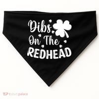 Funny St Patricks Day Irish Shamrock Dibs On The Redhead USA-Made Doggie Bandana thumb 0